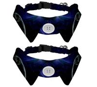 Eslifey Lot de 2 colliers pour chien avec nœud papillon et clochette, Planet Space Univers - Design réglable à revers - Pour petits animaux de compagnie