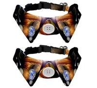 Eslifey Lot de 2 colliers pour chien avec nœud papillon et clochette, planètes Jupiter Terre Saturne réglable à revers pour petits animaux de compagnie