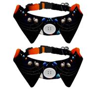 Eslifey Lot de 2 colliers pour chien avec nœud papillon et clochette, planètes spatiales, planètes, univers, design à revers réglable, collier pour petits animaux de compagnie
