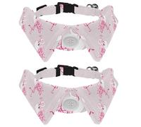 Eslifey Lot de 2 colliers pour chien avec nœud papillon et clochette, rose esquisse, flamant rose, couronne de princesse, design à revers réglable, collier à nœud papillon pour petits animaux de