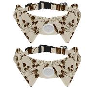 Eslifey Lot de 2 colliers pour chien avec nœud papillon et clochette, tête de mort Happy Halloween (2) réglable à revers pour chat et petit animal de compagnie