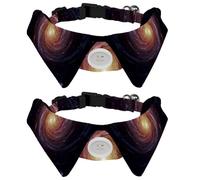 Eslifey Lot de 2 colliers pour chien avec nœud papillon et clochette, trou noir dans l'espace image réglable à revers design nœud papillon collier pour petits animaux de compagnie