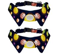 Eslifey Lot de 2 colliers pour chien avec nœud papillon et clochette, univers, planètes, soleil, design à revers réglable, collier pour petits animaux de compagnie