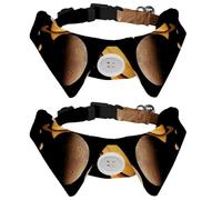 Eslifey Lot de 2 colliers pour chien avec nœud papillon et clochette, univers Saturne Space réglable à revers design nœud papillon pour petits animaux de compagnie