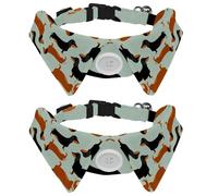 Eslifey Lot de 2 colliers pour chien avec nœud papillon et clochette, Wiener teckel réglable à revers pour petits animaux de compagnie