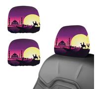 Eslifey Lot de 2 housses d'appui-tête de siège de voiture, camel et château, réutilisables, anti-saleté, accessoires de voiture universels pour voitures, camionnettes, camions