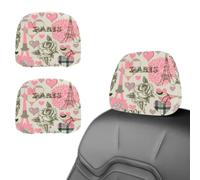 Eslifey Lot de 2 housses d'appui-tête de siège de voiture, motif paris, réutilisables, anti-salissures, accessoires de voiture universels pour voitures, camionnettes, camions