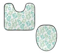 Eslifey Lot de 2 housses pour abattant de WC et tapis de sol de toilette en forme de U, motif cactus amusant, figue de barbarie, lavable en machine, tapis antidérapant et absorbant