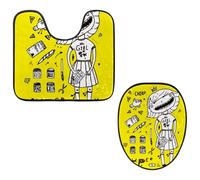Eslifey Lot de 2 housses pour abattant de WC et tapis de sol en forme de U - Motif princesse - Jaune - Lavable en machine - Tapis absorbant antidérapant