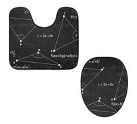 Eslifey Lot de 2 housses pour abattant de WC et tapis de sol en forme de U - Problèmes mathématiques sur tableau noir - Lavable en machine - Tapis absorbant antidérapant