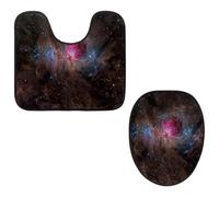 Eslifey Lot de 2 housses pour abattant de WC et tapis de sol en forme de U - Tapis de toilette Orion Nebula - Lavable en machine - Tapis absorbant antidérapant