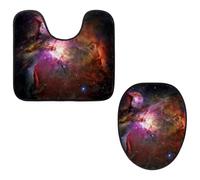 Eslifey Lot de 2 housses pour abattant de WC et tapis de sol en forme de U - Tapis de toilette Orion Nebula - Lavable en machine - Tapis absorbant antidérapant