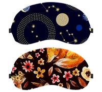 Eslifey Lot de 2 masques de sommeil pour les yeux, animaux mignons, renard endormi, oiseaux, fleurs, pétales, feuilles, masque de sommeil naturel pour homme et femme, voyage en avion