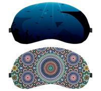 Eslifey Lot de 2 masques de sommeil pour les yeux avec cercles arabes et teinture par nœuds pour hommes et femmes, pour voyage en avion