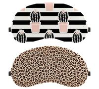 Eslifey Lot de 2 masques de sommeil pour les yeux avec motif léopard marron et beige pour homme et femme, voyage en avion