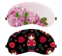 Eslifey Lot de 2 masques de sommeil pour les yeux de poupée russe, masques de sommeil pour homme et femme, motif roses de poupée russe, voyage en avion