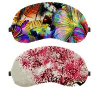 Eslifey Lot de 2 masques de sommeil pour les yeux, fleurs de cerisier à l'huile, masque de sommeil pour homme et femme, voyage en avion