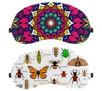 Eslifey Lot de 2 masques de sommeil pour les yeux, insectes naturels, papillon, coccinelle, abeille, insecte, fourmi, araignée, masque de sommeil pour homme et femme, voyage en avion
