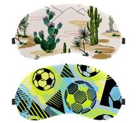 Eslifey Lot de 2 masques de sommeil pour les yeux, motif ballon de football, triangle géométrique, masque de sommeil, masque de sommeil pour homme et femme, voyage en avion