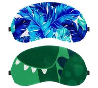 Eslifey Lot de 2 masques de sommeil pour les yeux - Motif dinosaure Hello Green - Pour homme et femme - Voyage en avion