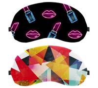 Eslifey Lot de 2 masques de sommeil pour les yeux, motif triangle géométrique lumineux, masque de sommeil coloré pour homme et femme, voyage en avion