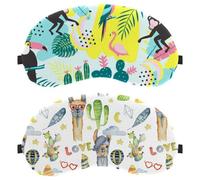 Eslifey Lot de 2 masques occultants pour les yeux, alpaga, cactus, amour, montgolfière, avec sangle réglable pour dormir et voyager