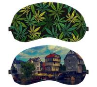 Eslifey Lot de 2 masques occultants pour les yeux, architecture, bâtiment, pont, maison, ombre de sommeil avec sangle réglable pour dormir et voyager