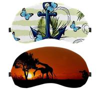 Eslifey Lot de 2 masques occultants pour les yeux, coucher de soleil, girafes, photographe, nature, avec sangle réglable pour dormir et voyager