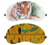 Eslifey Lot de 2 masques occultants pour les yeux, divinités égyptiennes antiques avec sangle réglable pour dormir et voyager