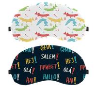 Eslifey Lot de 2 masques occultants pour les yeux, Hello Langue différente avec sangle réglable pour dormir et voyager