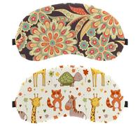 Eslifey Lot de 2 masques occultants pour les yeux, motif animaux du zoo africain, girafe, zèbre, raton laveur, avec sangle réglable pour dormir et voyager