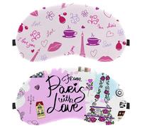 Eslifey Lot de 2 masques occultants pour les yeux, motif Paris avec amour, avec sangle réglable pour dormir et voyager