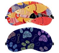 Eslifey Lot de 2 masques occultants pour les yeux, motif pattes d'animaux, chats, chiens, empreintes de pieds, motif cœur d'amour avec sangle réglable pour dormir et voyager