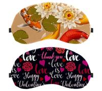 Eslifey Lot de 2 masques occultants pour les yeux, motifs roses d'amour avec sangle réglable pour dormir et voyager