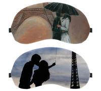 Eslifey Lot de 2 masques occultants pour les yeux, s'embrassant à Paris avec sangle réglable pour dormir et voyager