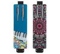 Eslifey Lot de 2 porte-stylos à bande élastique réglable pour instruments de musique et dessin d'espace, pochette en cuir pour ordinateur portable, journaux, Multicolore 1, 6.1x1.8in/15.4x4.6cm