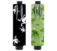 Eslifey Lot de 2 porte-stylos avec bande élastique réglable, couleurs de feuilles de canna himique, pochette en cuir pour carnet de notes et journaux, multicolore 5, 6.1x1.8in/15.4x4.6cm