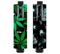Eslifey Lot de 2 porte-stylos avec bande élastique réglable, couleurs de feuilles de cannabis chimique, pochette en cuir pour carnet de notes et journaux, Multi 8., 6.1x1.8in/15.4x4.6cm