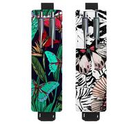 Eslifey Lot de 2 porte-stylos avec bande élastique réglable, fleurs d'orchidée florale avec oiseaux et papillons, pochette en cuir pour carnet de notes, journaux, multicolore 12, 6.1x1.8in/15.4x4.6cm