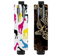 Eslifey Lot de 2 porte-stylos avec bande élastique réglable - Motif animal de la forêt - Nature sauvage - Pochette en cuir pour carnet de notes et journaux, multicolore 4, 6.1x1.8in/15.4x4.6cm