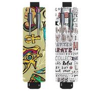 Eslifey Lot de 2 porte-stylos avec bande élastique réglable, motif art de l'Égypte ancienne, oiseau, chat, art pour femmes, étui à crayons en cuir pour ordinateur portable, journaux, Multicolore 1