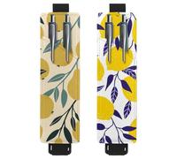 Eslifey Lot de 2 porte-stylos avec bande élastique réglable - Motif feuilles vertes et branches florales - Pochette en cuir pour carnet de notes et journaux, multicolore 5, 6.1x1.8in/15.4x4.6cm