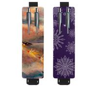 Eslifey Lot de 2 porte-stylos avec bande élastique réglable - Motif feuilles vertes et branches florales - Pochette en cuir pour carnet de notes et journaux, multicolore 4, 6.1x1.8in/15.4x4.6cm