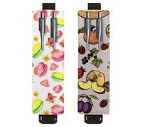 Eslifey Lot de 2 porte-stylos avec bande élastique réglable - Motif feuilles vertes et branches florales - Pochette en cuir pour carnet de notes et journaux, Multi 9., 6.1x1.8in/15.4x4.6cm