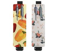 Eslifey Lot de 2 porte-stylos avec bande élastique réglable - Motif feuilles vertes et branches florales - Pochette en cuir pour carnet de notes et journaux, multicolore 12, 6.1x1.8in/15.4x4.6cm