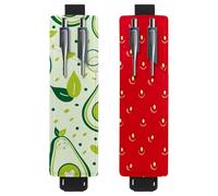 Eslifey Lot de 2 porte-stylos en cuir avec bande élastique réglable et silhouette de feuilles de la forêt pour ordinateur portable et journaux, Multi 10., 6.1x1.8in/15.4x4.6cm