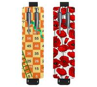 Eslifey Lot de 2 porte-stylos en cuir avec bande élastique réglable et silhouette de feuilles de la forêt pour ordinateur portable et journaux, Multi 9., 6.1x1.8in/15.4x4.6cm