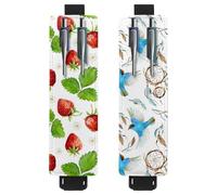 Eslifey Lot de 2 porte-stylos en cuir avec bande élastique réglable et silhouette de feuilles de la forêt pour ordinateur portable et journaux, Multicolore 2, 6.1x1.8in/15.4x4.6cm