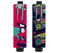 Eslifey Lot de 2 porte-stylos en cuir avec bande élastique réglable, motif dinosaure et vélo, pour ordinateur portable, journaux, Multi 14, 6.1x1.8in/15.4x4.6cm
