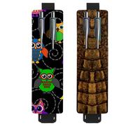 Eslifey Lot de 2 porte-stylos en cuir avec bande élastique réglable, motif dinosaure et vélo, pour ordinateur portable, journaux, multicolore 4, 6.1x1.8in/15.4x4.6cm